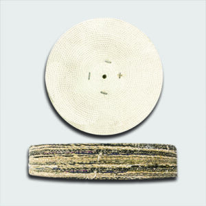 Stitched sisal buffing wheel with metal pins