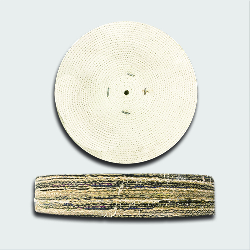 Stitched sisal buffing wheel with metal pins