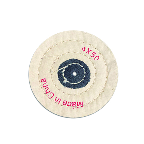 Small Black Reinforced Hub Stitched White Cotton Polishing Wheel for Miniature Parts