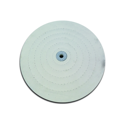 Metal Sleeve Hub Dot Stitched White Cotton Polishing Wheel