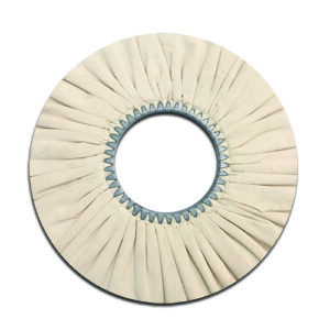 Beige Cotton Airway Buffing Wheel with Serrated Metal Inner Ring