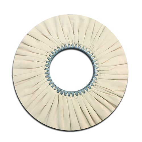 Beige Cotton Airway Buffing Wheel with Serrated Metal Inner Ring