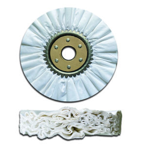 White Cotton Airway Buff Wheel with Riveted Wood Hub