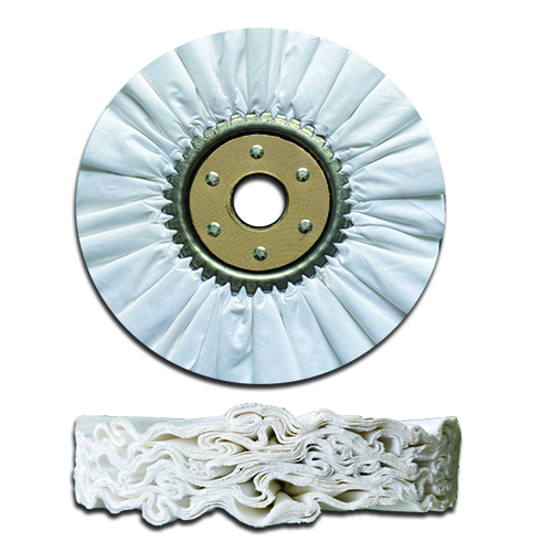 White Cotton Airway Buff Wheel with Riveted Wood Hub