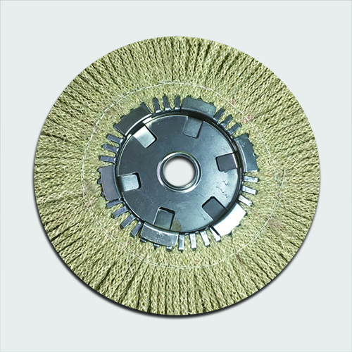 Untreated Eight-Strand Sisal Buff Wheel with Solid Metal Center Hub for Mild Stainless Steel Polishing